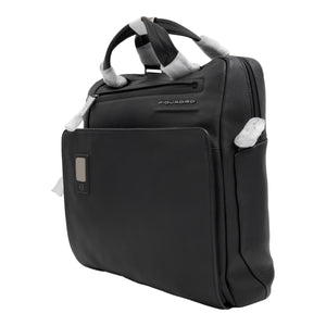 Piquadro Akron Aktentasche Leder 33 cm Laptopfach - Schwarz - MOSTWANTED24