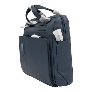 Piquadro Akron Aktentasche Leder 33 cm Laptopfach - Blau - MOSTWANTED24