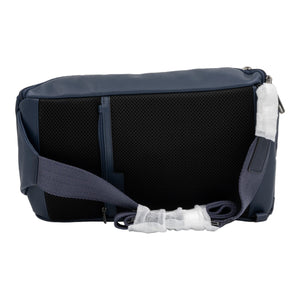 Einteiliger Schultergurt aus Leder mit iPad Tasche - Blau - MOSTWANTED24