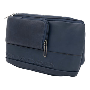 Einteiliger Schultergurt aus Leder mit iPad Tasche - Blau - MOSTWANTED24