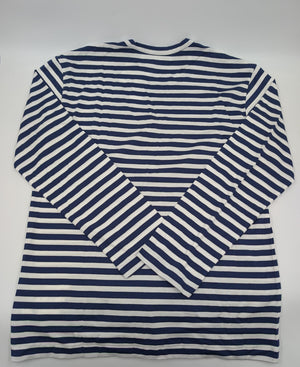 Comme des Garçons PLAY Langarm T-Shirt mit grünem Herz - Patch (Navy/White) - Navy - XXL - MOSTWANTED24