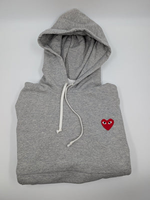 Comme des Garçons Play Hoodie mit rotem Herz - Patch - Grau - L - MOSTWANTED24