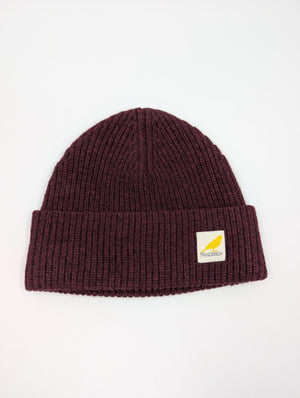 J.W. Anderson Strickmütze mit Logo - Patch - Dunkelrot - Onesize - MOSTWANTED24