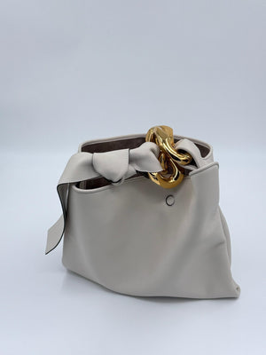 J.W. Anderson Kettengriff Leder kleine Hobo - Tasche - Weiß - MOSTWANTED24