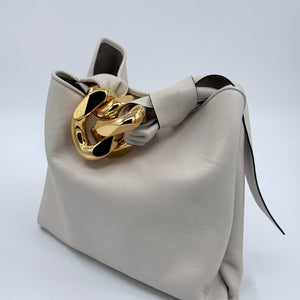 J.W. Anderson Kettengriff Leder kleine Hobo - Tasche - Weiß - MOSTWANTED24