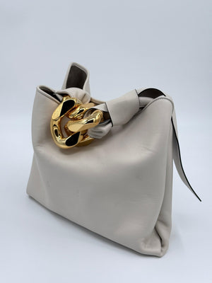 J.W. Anderson Kettengriff Leder kleine Hobo - Tasche - Weiß - MOSTWANTED24