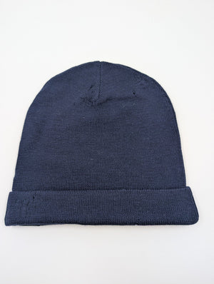 Acne Studios Distressed Logo Beanie - Navy - Onesize - MOSTWANTED24