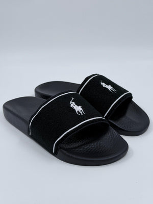 Polo Ralph Lauren Polo Slide Stripe Badesandale - Schwarz - 45 - MOSTWANTED24