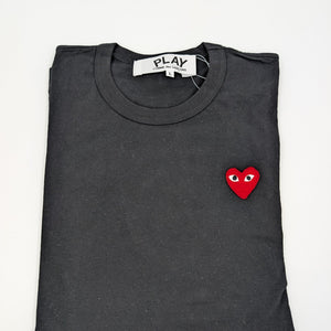 Comme des Garçons Play Langarm T-Shirt mit rotem Herz - Patch - Schwarz - L - MOSTWANTED24