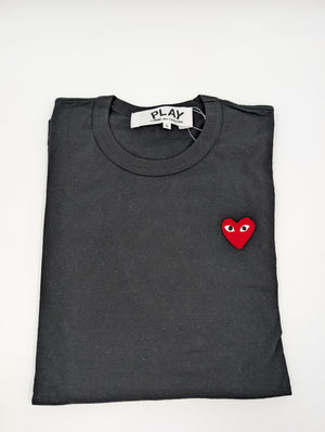 Comme des Garçons Play Langarm T-Shirt mit rotem Herz - Patch - Schwarz - L - MOSTWANTED24