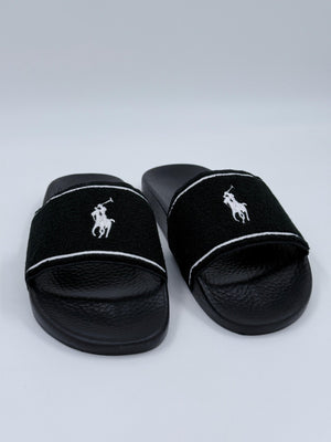 Polo Ralph Lauren Polo Slide Stripe Badesandale - Schwarz - 45 - MOSTWANTED24