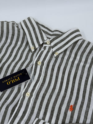 Ralph Lauren gestreiftes Hemd - Weiß/Grün - XXL - MOSTWANTED24