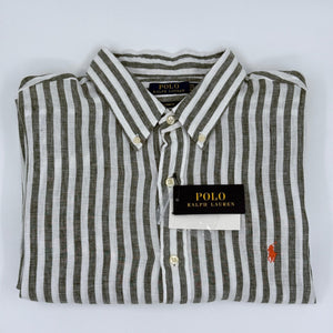 Ralph Lauren gestreiftes Hemd - Weiß/Grün - XXL - MOSTWANTED24