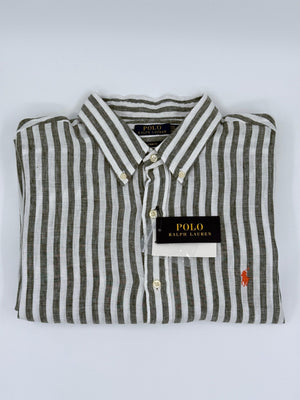 Ralph Lauren gestreiftes Hemd - Weiß/Grün - XXL - MOSTWANTED24