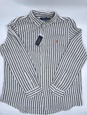 Ralph Lauren gestreiftes Hemd - Weiß/Grün - XXL - MOSTWANTED24