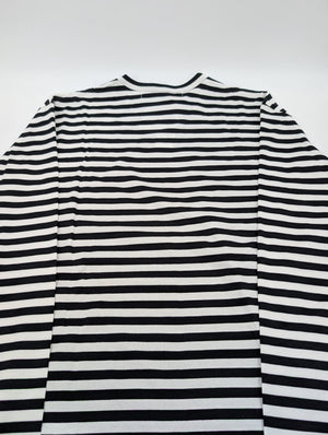 Comme des Garçons Play Gestreiftes Langarm T-Shirt mit rotem Herz - Patch - Schwarz - M - MOSTWANTED24