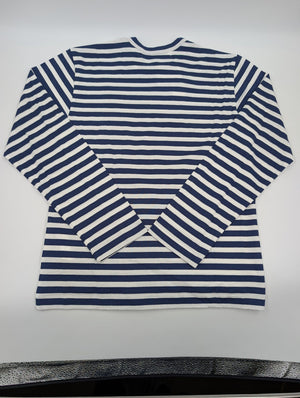 Comme des Garçons PLAY Langarm T-Shirt mit rotem Herz - Patch (Navy/White) - Navy - XS - MOSTWANTED24