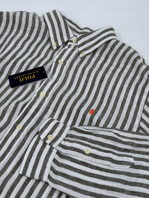 Ralph Lauren gestreiftes Hemd - Weiß/Grün - XXL - MOSTWANTED24